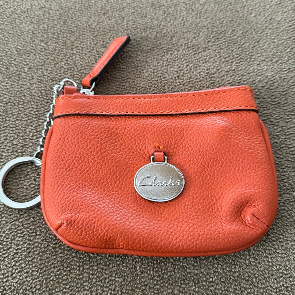 Clarks Leather Burnt Orange Card Wallet Change Purse (TD)